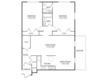 2 beds, 2 baths, 1,185 sqft, $1,825