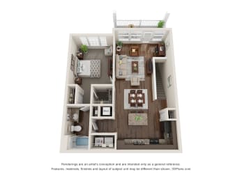 1 bed, 1 bath, 857 sqft, $1,212