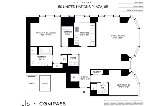2 beds, 2.5 baths, 1,624 sqft, $18,000, Unit 6B