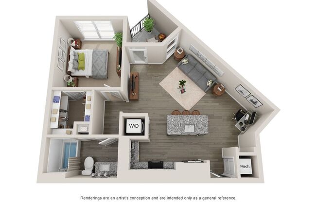 1 bed, 1 bath, 711 sqft, $1,700
