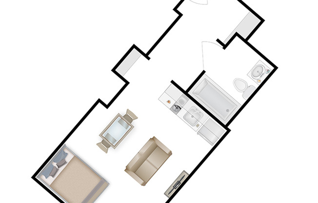Studio, 1 bath, 238 sqft, $1,199, Unit 503
