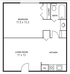 1 bed, 1 bath, 540 sqft, $865