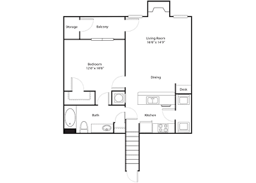 1 bed, 1 bath, 788 sqft, $1,193