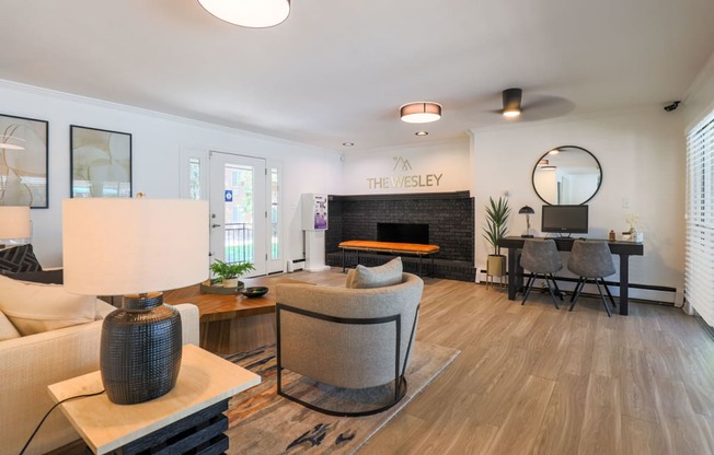 Remodeled clubroom and leasing office at The Wesley Apartments, Colorado