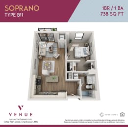 1 bed, 1 bath, 711 sqft, $1,745