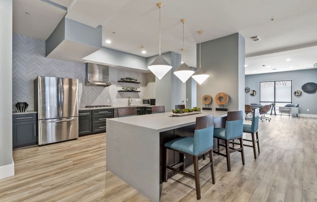 Fully equipped clubhouse kitchen with breakfast bar