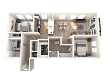 2 beds, 2 baths, 1,079 sqft, $2,739