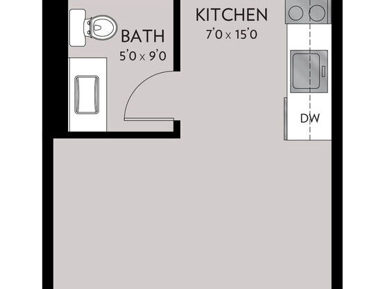 Studio, 1 bath, 425 sqft, $1,306