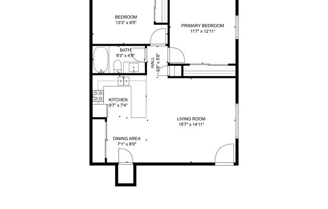 2 beds, 1 bath, 850 sqft, $999, Unit B101