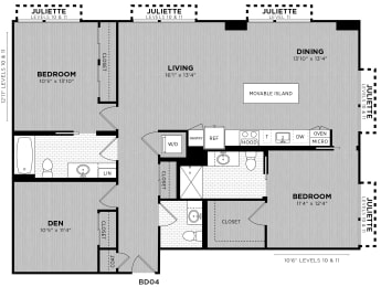 2 beds, 2.5 baths, 1,345 sqft, $4,684