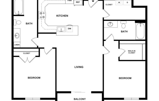 2 beds, 2 baths, 1,070 sqft, $1,399