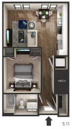 Studio, 1 bath, 582 sqft, $1,810