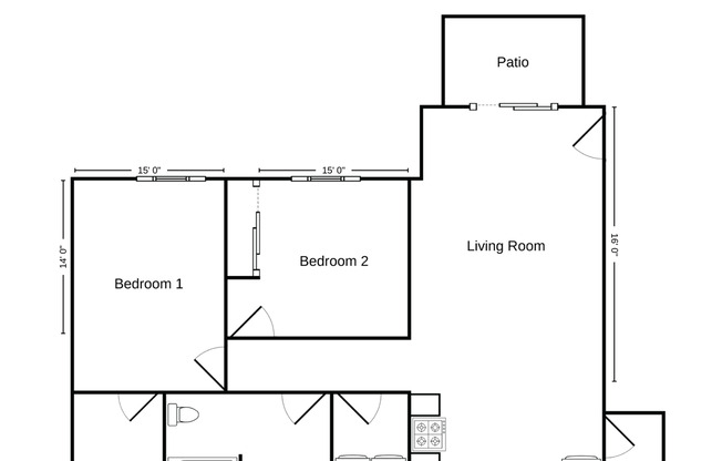 2 beds, 1 bath, 1,041 sqft, $1,290, Unit MS 814-H