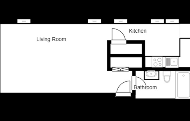 Studio, 1 bath, 403 sqft, $1,080, Unit 101