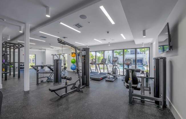 Countyline Apartments in Miami FL photo of fitness center with strength equpiment
