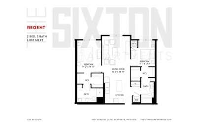 2 beds, 2 baths, 1,057 sqft, $1,701