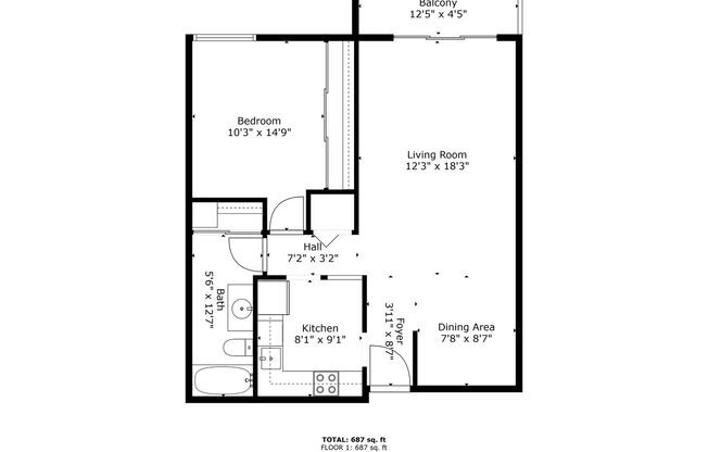 1 bed, 1 bath, 709 sqft, $1,045, Unit 2214-127