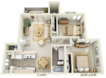 2 beds, 1 bath, 856 sqft, $1,615