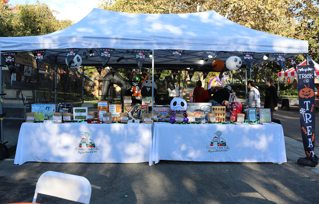 Party tent with raffle prizes all complimentary event for CCV Residents