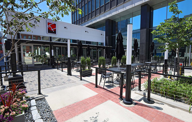 Fahrenheit Restaurant Outdoor Street Level Patio in Cleveland - Residences at 55