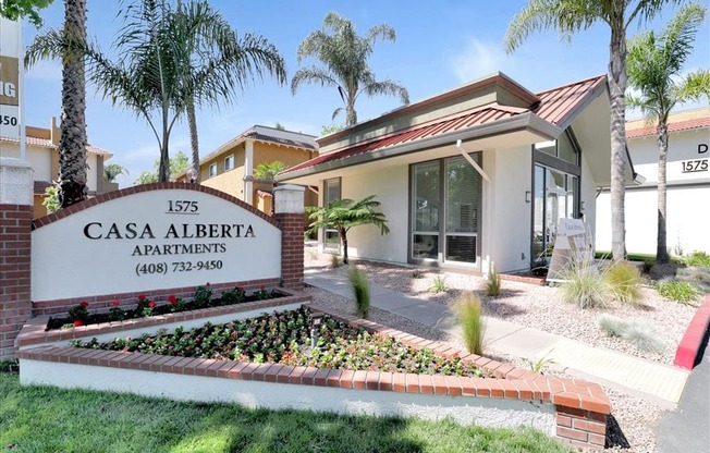 Elegant Entry Signage at Casa Alberta Apartments, Sunnyvale