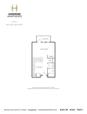 Studio, 1 bath, 506 sqft, $1,399