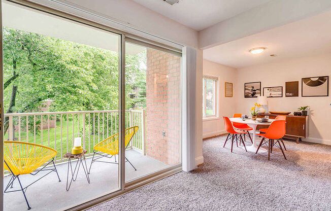 Dining Area and Balcony Renovated at Padonia Village Apartments, Timonium, MD, 21093