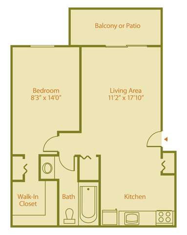 1 bed, 1 bath, 520 sqft, $900, Unit 6-101