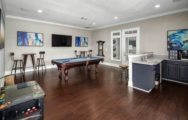 Clubhouse With Billiards Table at Abberly Green Apartment Homes, Mooresville, North Carolina