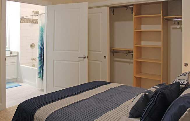 Comfortable Bedroom With Closet at Residences at Halle, Cleveland, Ohio