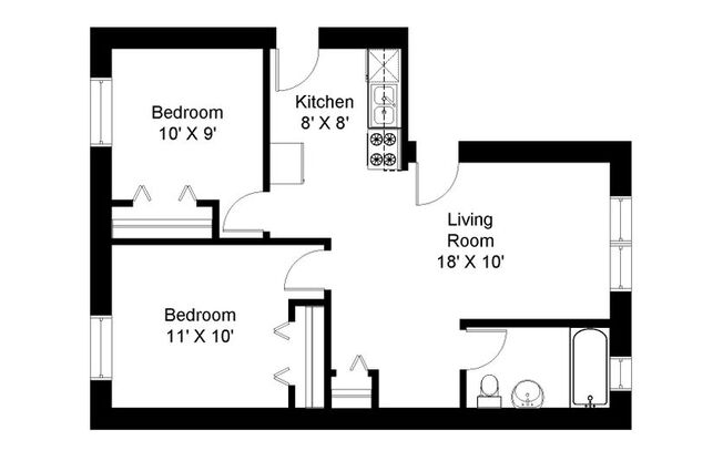 2 beds, 1 bath, 820 sqft, $2,395, Unit 1950-1Y