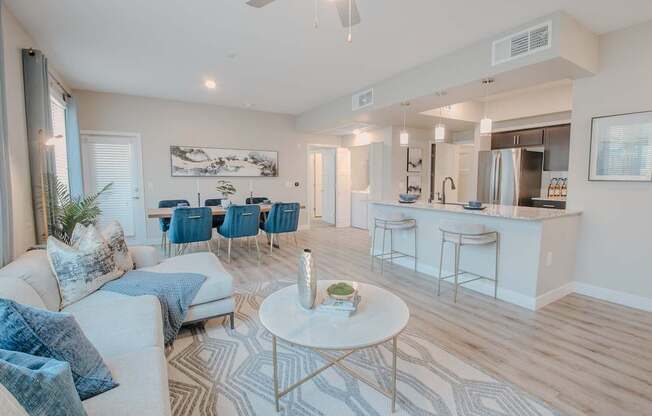 Open concept living space with entertaining kitchen.