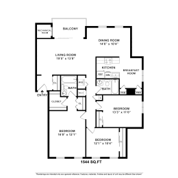 3 beds, 2 baths, 1,544 sqft, $2,799