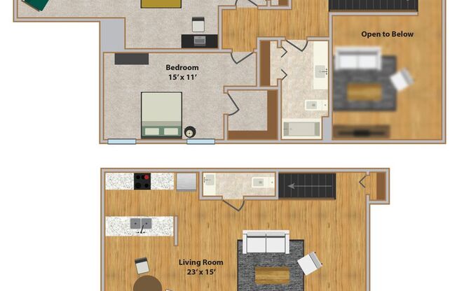 2 beds, 1.5 baths, 1,136 sqft, $1,477, Unit 107