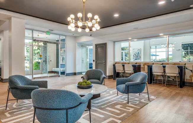 the preserve at ballantyne commons community room with chairs and tables