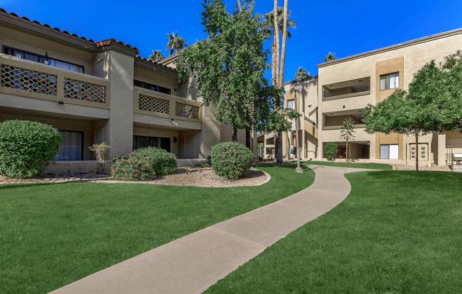 a large lawn in front of a building