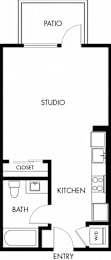 Studio, 1 bath, 496 sqft, $2,137