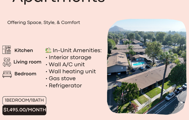 1 bed, 1 bath, 625 sqft, $1,495, Unit 089