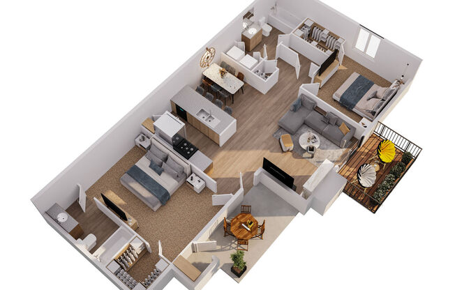 2 beds, 2 baths, 950 sqft, $1,305