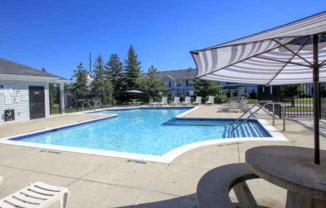 Built-In Cement Picnic Table at the Pool Sundeck