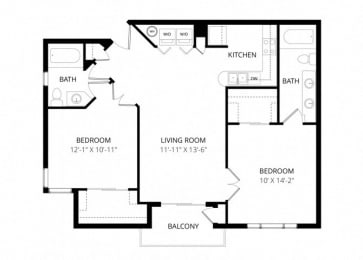 2 beds, 2 baths, 971 sqft, $1,435