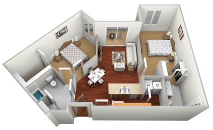 2 beds, 2 baths, 1,354 sqft, $1,115