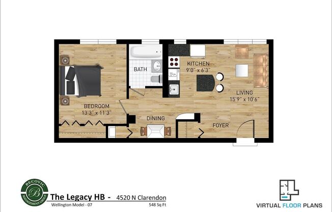 1 bed, 1 bath, 520 sqft, $1,800, Unit 407
