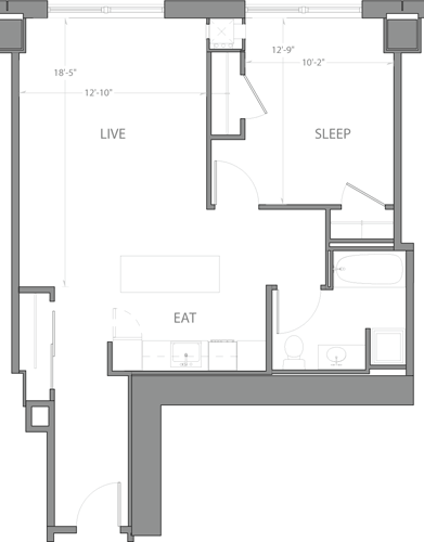 1 bed, 1 bath, 746 sqft, $3,585, Unit 1613