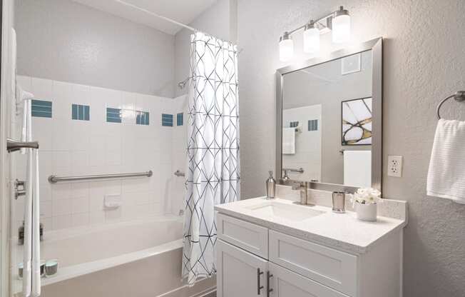 The Asher at Sugarloaf apartments in Lawrenceville Georgia photo of modern bathroom