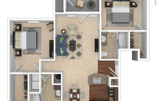 2 beds, 2 baths, 1,214 sqft, $1,519