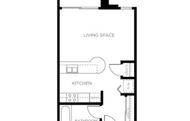 Studio, 1 bath, 478 sqft, $1,780