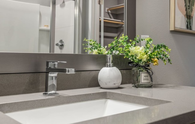 Bathroom with sink at Meeder Flats Apartment Homes, Cranberry Township, PA