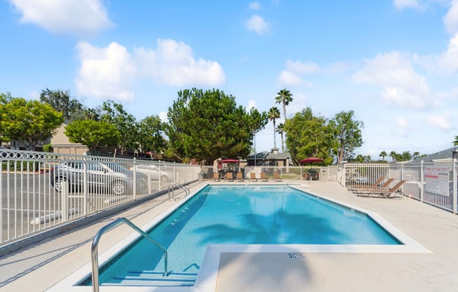 The Outdoor Community Swimming Pool at Meadow Creek Apartments in San Marcos, CA