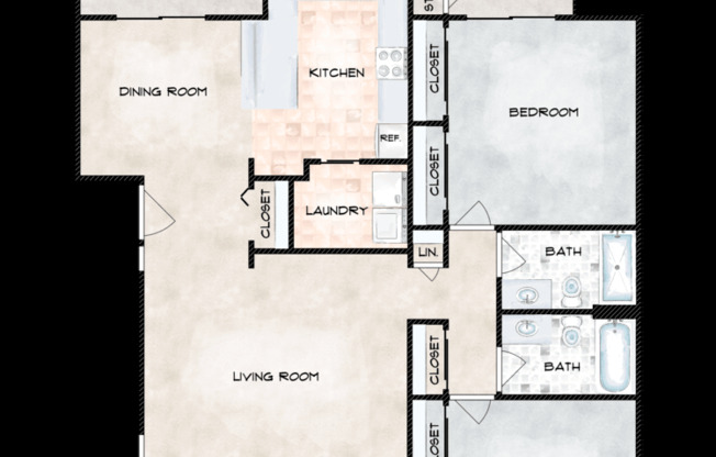 2 beds, 2 baths, 1,123 sqft, $1,710